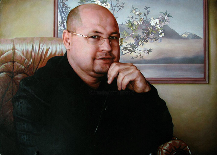 Картина под названием "Portrait to order" - Sergey And Vera, Подлинное произведение искусства, Масло