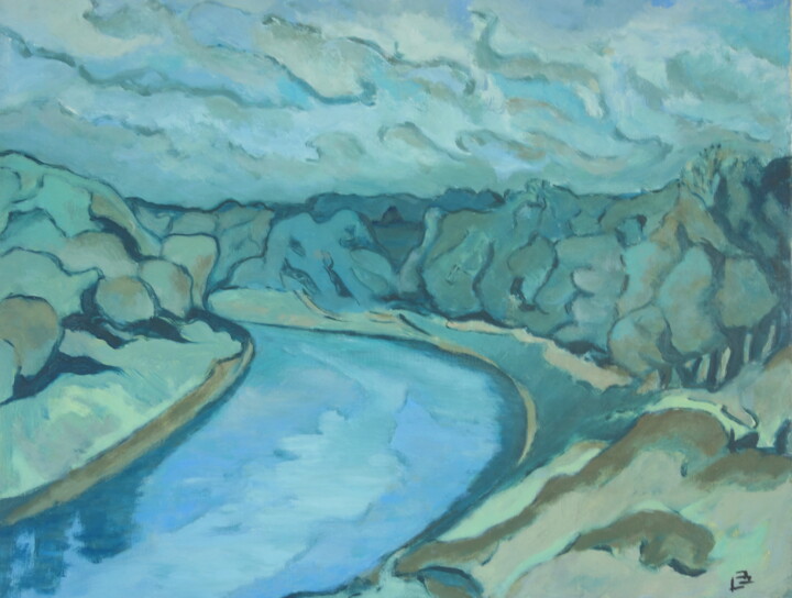Peinture intitulée "le réservoir" par Bruno Leblais, Œuvre d'art originale, Huile