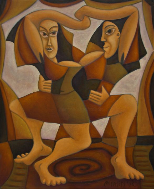 Dancers 绘画, 35.4x27.6 in