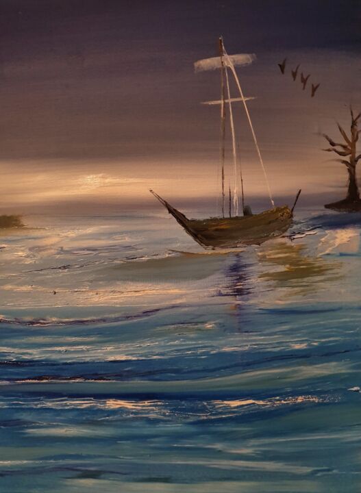 Painting titled "REFLECT" by Pascal Jung, Original Artwork, Oil