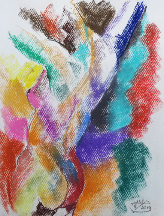 图画 标题为“nue pastel levant l…” 由Pierre Julia, 原创艺术品, 粉彩