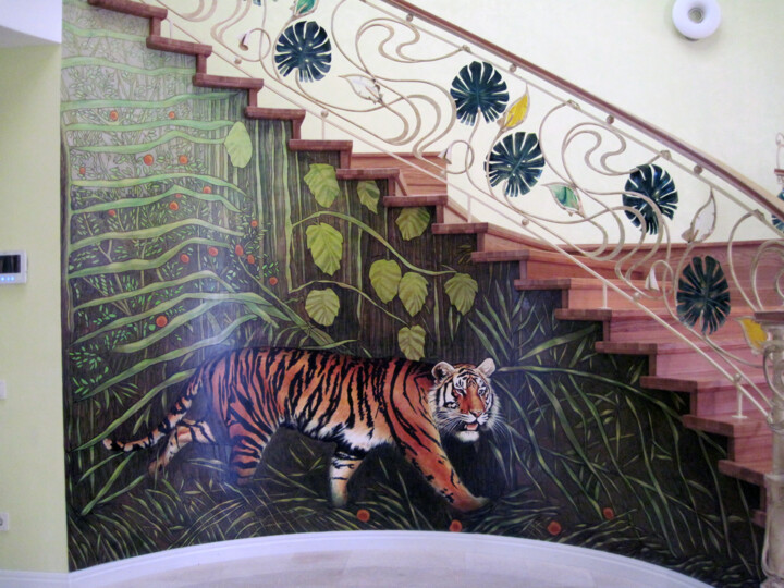 Картина под названием "Mural in a private…" - Sergey And Vera, Подлинное произведение искусства, Масло