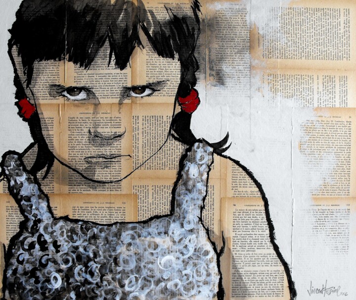 Painting titled "boudeuse" by Vincent Tessier Xxc, Original Artwork, Acrylic Mounted on Wood Panel