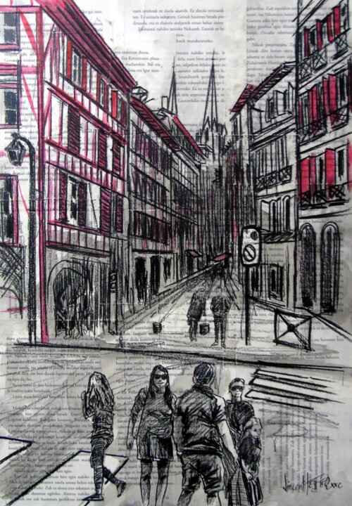 Painting titled "Bayonne 1" by Vincent Tessier Xxc, Original Artwork, Acrylic