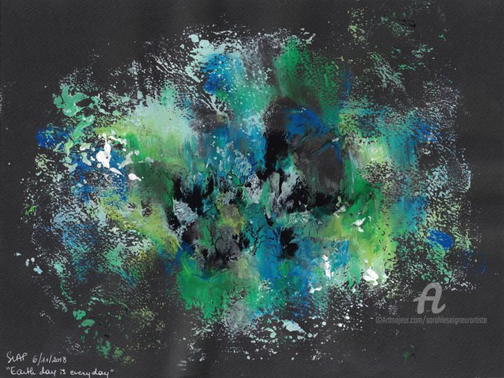 Peinture intitulée "Earth Day is every…" par Sarah Leseigneur, Œuvre d'art originale, Gouache