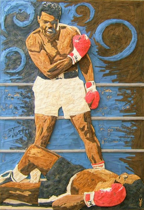 " ALI " Série des Trognes. 拼贴, 53.9x38.2 in