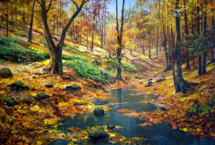 Peinture intitulée "In the deep forest…" par Attila Endrey-Nagy, Œuvre d'art originale, Huile
