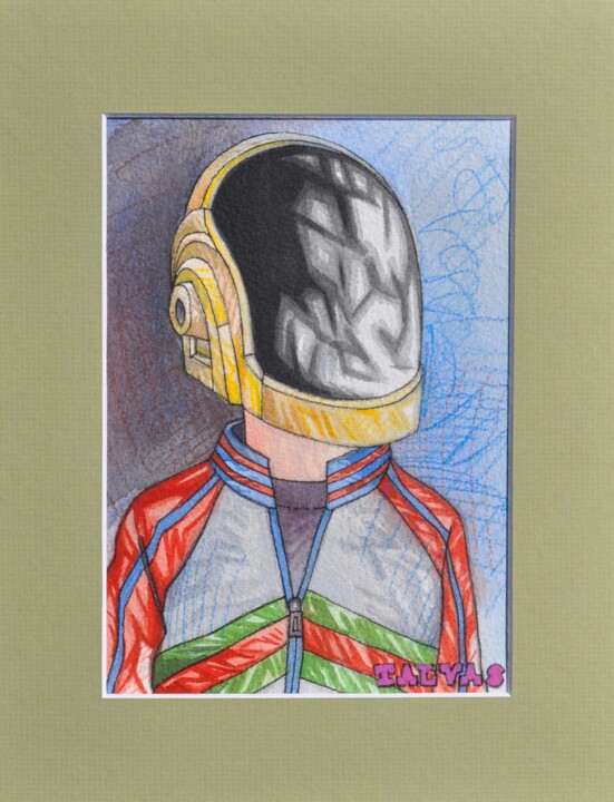 Drawing titled "Daft Punk 3" by Yann Michael Talvas, Original Artwork, Watercolor