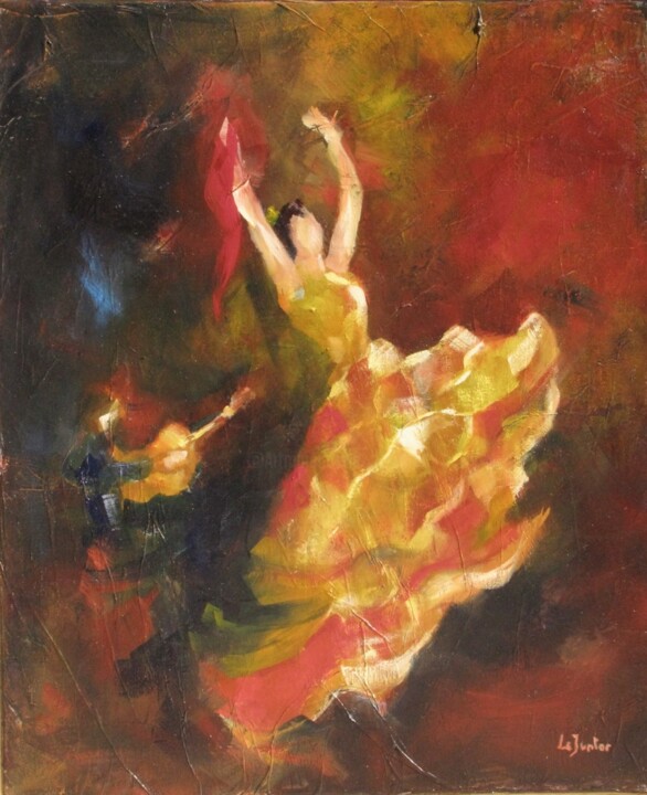 Guitariste et danseuse 绘画, 18.1x15 in