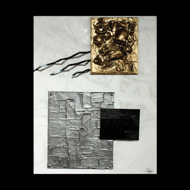 "Le Charnier" başlıklı Heykel Hugo Brissaud tarafından, Orijinal sanat, Kemik Ahşap Sedye çerçevesi üzerine monte edilmiş