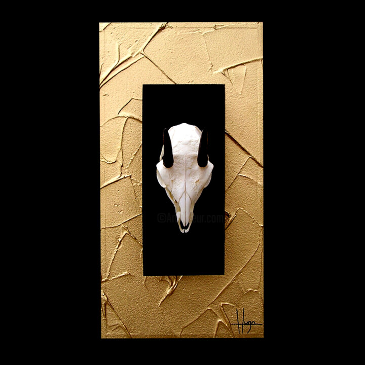 "Le Sacrifié" başlıklı Heykel Hugo Brissaud tarafından, Orijinal sanat, Kemik Ahşap Sedye çerçevesi üzerine monte edilmiş