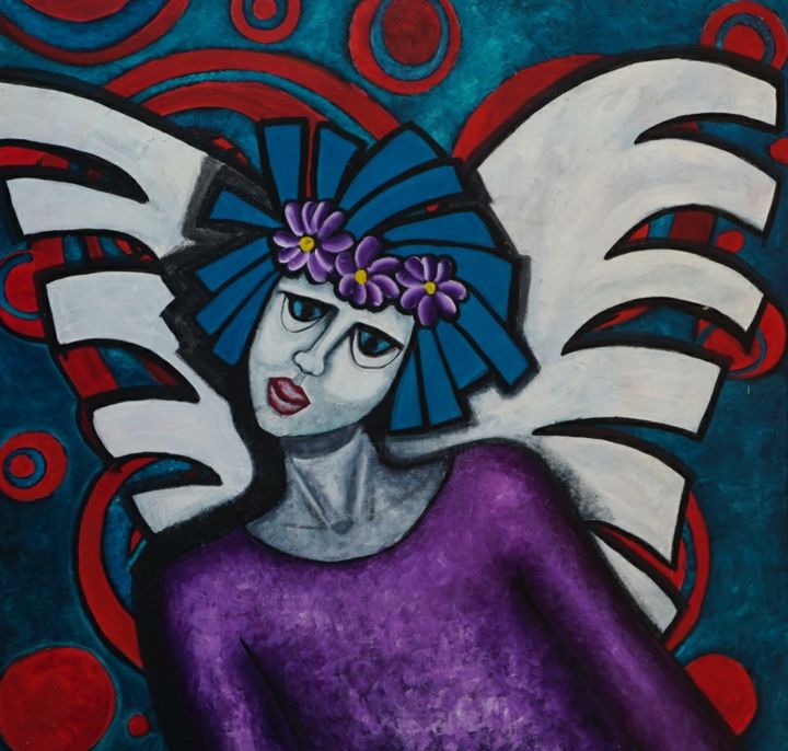 Schilderij getiteld "Angel" door Audrey, Origineel Kunstwerk, Acryl