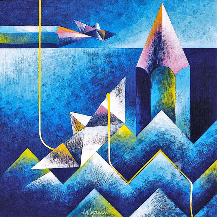 Painting titled "Luci e ombre" by Corrado Alderucci, Original Artwork, Acrylic