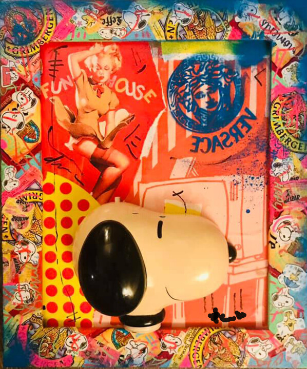 pop snoopy 拼贴, 17.7x13.8 in