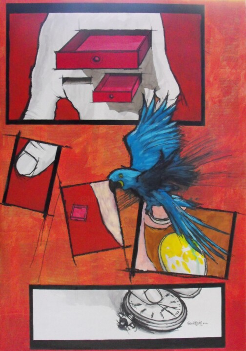 Painting titled "menate" by Vincent Tessier Xxc, Original Artwork, Acrylic