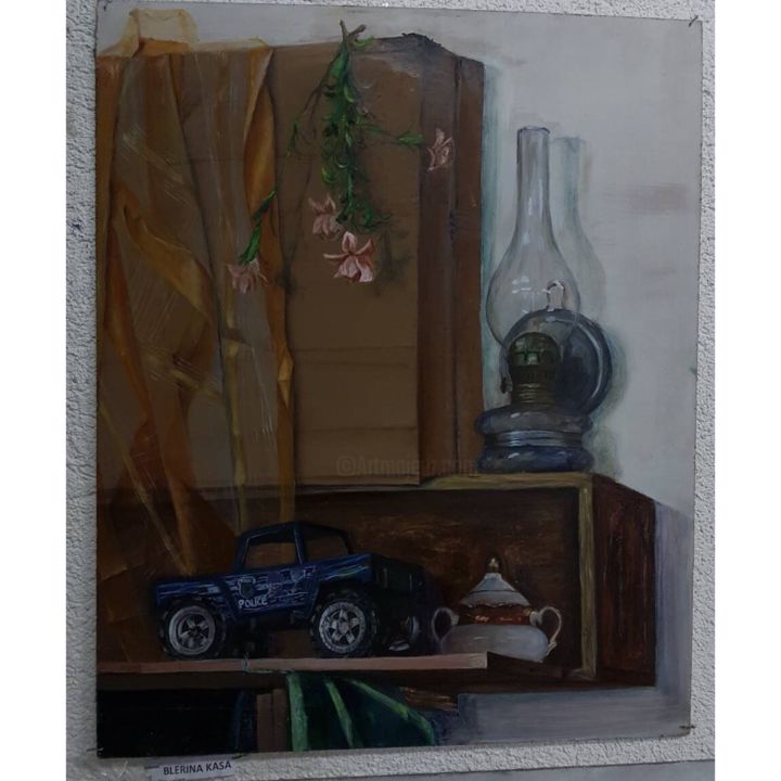 Painting titled "Dead nature" by Blerina Kasa, Original Artwork, Oil