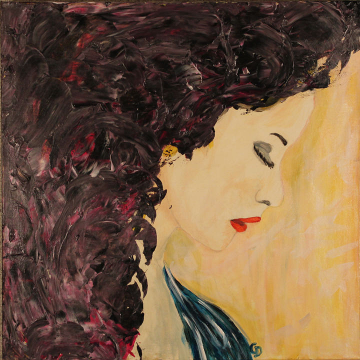 267 - Les levres rouges 绘画, 19.7x19.7 in