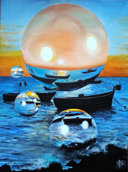 Peinture intitulée "Festival à l'amer" par Manu Surreabulliste, Œuvre d'art originale, Huile Monté sur Châssis en bois