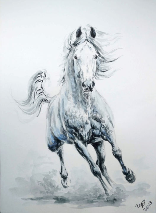 Painting titled ""The wind in the ma…" by Ekaterina Gerasimova, Original Artwork, Watercolor