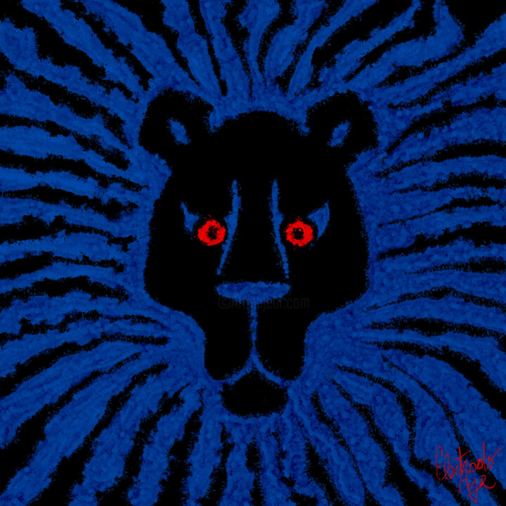 Arts numériques intitulée "The Blue King" par Electrodoage, Œuvre d'art originale, Peinture numérique