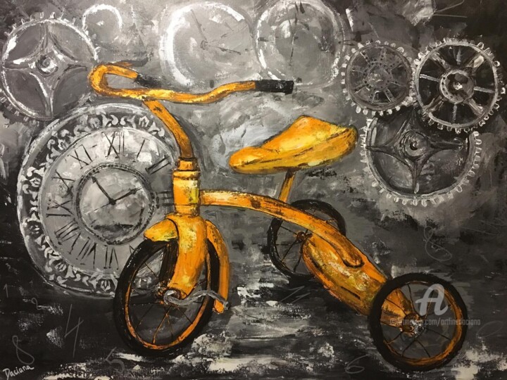 Malerei mit dem Titel "Simpler times" von Daciana, Original-Kunstwerk, Acryl
