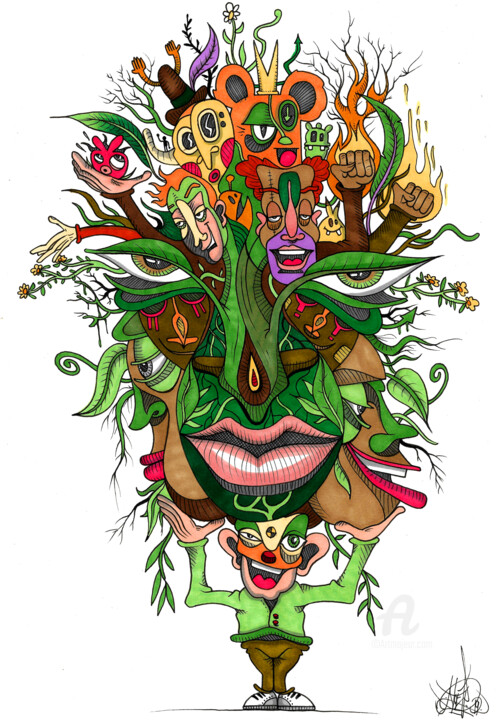 Organic toon face's 图画, 11.7x8.3 in
