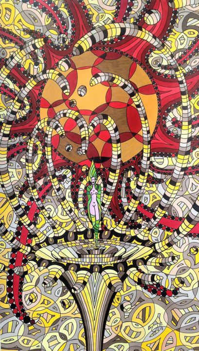 Dessin intitulée "Wormhole, un saut d…" par Vincent Gibert, Œuvre d'art originale, Marqueur