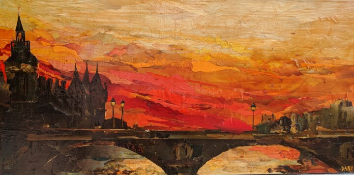 Collages intitulée "conciergerie" par Dana, Œuvre d'art originale, Collages Monté sur Châssis en bois