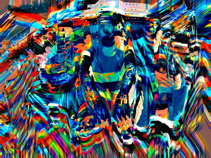 Digital Arts titled "„Krovostok”" by Kymez Swarovski, Original Artwork, 2D Digital Work Mounted on Wood Stretcher frame