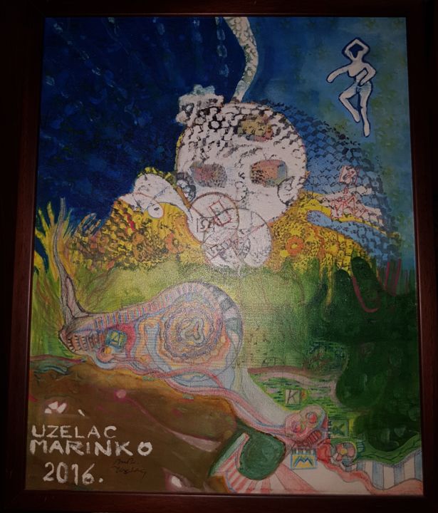 Painting titled "Unicorn nail save t…" by Maruz, Original Artwork, Oil