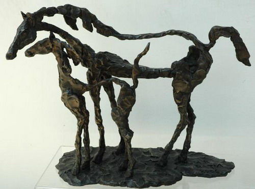 Sculpture titled "Mare & Filly Bronze" by Razia Gershon, Original Artwork