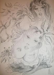 Dessin intitulée "FLAMME3" par An Vuvan, Œuvre d'art originale