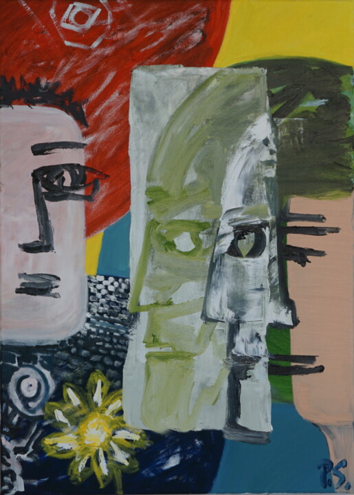 Painting titled "Live your Death" by Peter Stutz, Original Artwork, Oil Mounted on Wood Stretcher frame