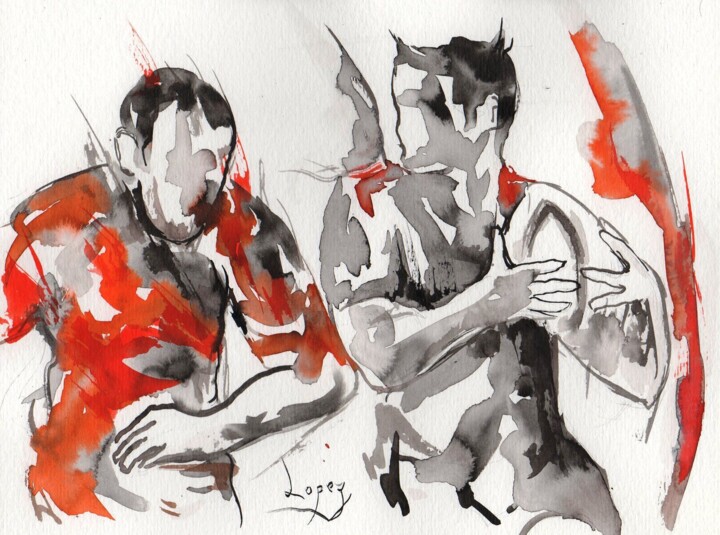 39 rugby 绘画, 7.1x9.5 in