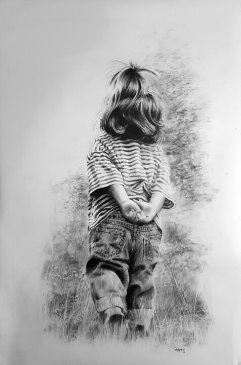 Drawing titled "LITTLE GIRL" by Frédéric Berrin, Original Artwork, Graphite