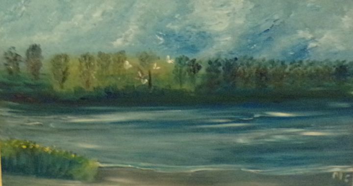 Painting titled "SERENITE" by Marie, Original Artwork, Oil