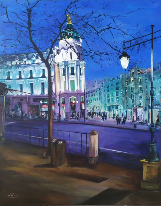 Painting titled "La ciudad al atarde…" by Carmen Lopez Martinez, Original Artwork, Acrylic