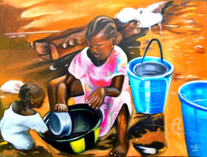 Children Waterplay 绘画, 27x30 in