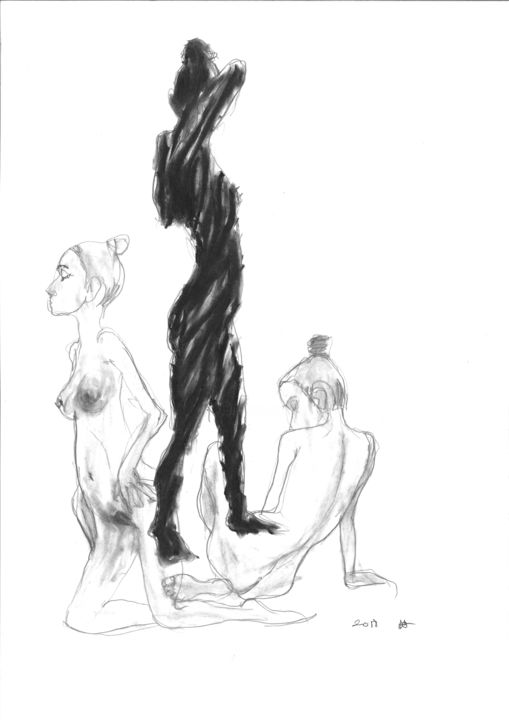 图画 标题为“sans titre” 由Alain Fournier, 原创艺术品, 石墨