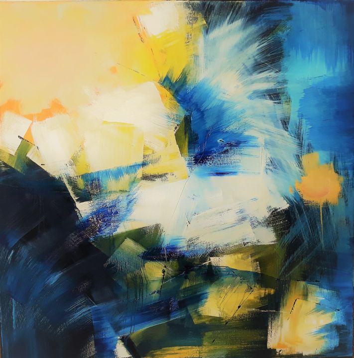 Painting titled "Tourbillon" by Véronique Knusmann David, Original Artwork, Oil Mounted on Wood Stretcher frame