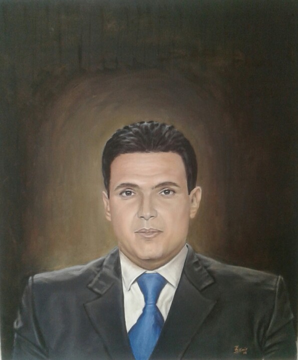 Peinture intitulée "Portrait karim bous…" par Samir._.Aslan, Œuvre d'art originale, Huile