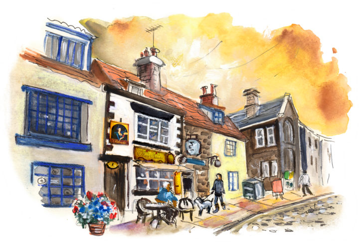 Tea Room Marie Antoinettes In Whitby 绘画, 5.1x8.3 in