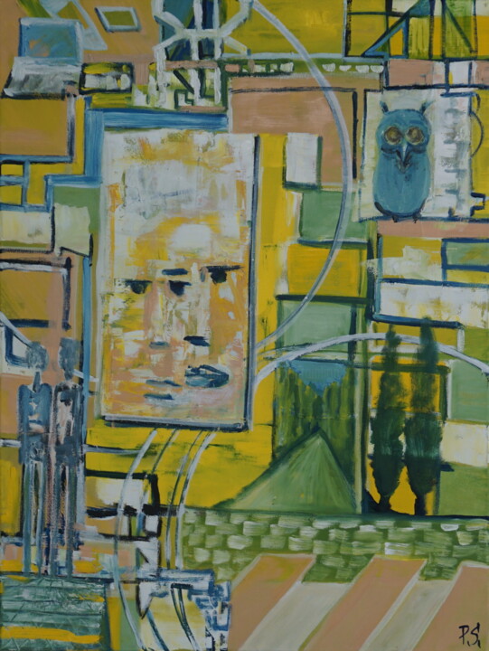 Painting titled "What you circle you…" by Peter Stutz, Original Artwork, Oil Mounted on Wood Stretcher frame