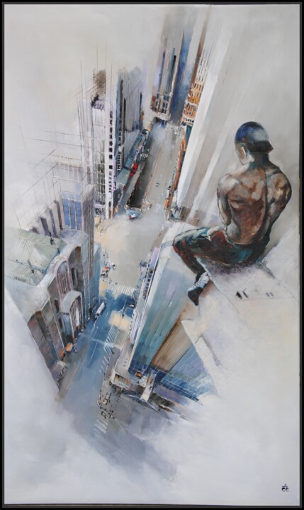「Don't look down」というタイトルの絵画 Jicéによって, オリジナルのアートワーク, オイル