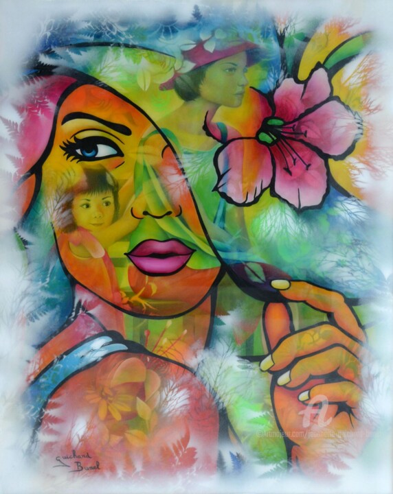Peinture intitulée "l'instant présent" par Jeannette Guichard-Bunel, Œuvre d'art originale, Huile Monté sur Châssis en bois