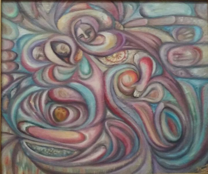 Painting titled ""Familia campesina"" by Valentin Hernandez Useche, Original Artwork, Oil
