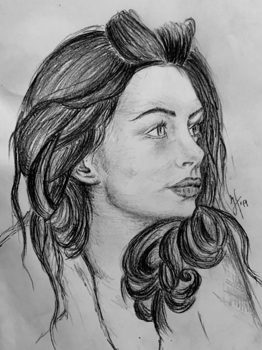 Drawing titled "Annie" by Lipstick, Original Artwork, Graphite