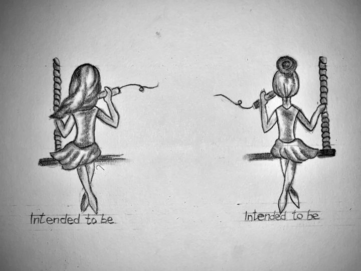Drawing titled "Destinati ad essere" by Lipstick, Original Artwork, Graphite