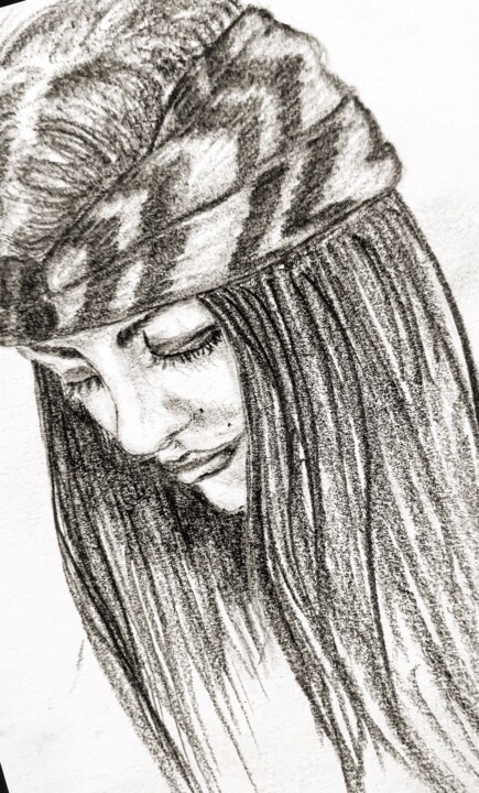Drawing titled "Georgia" by Lipstick, Original Artwork, Graphite