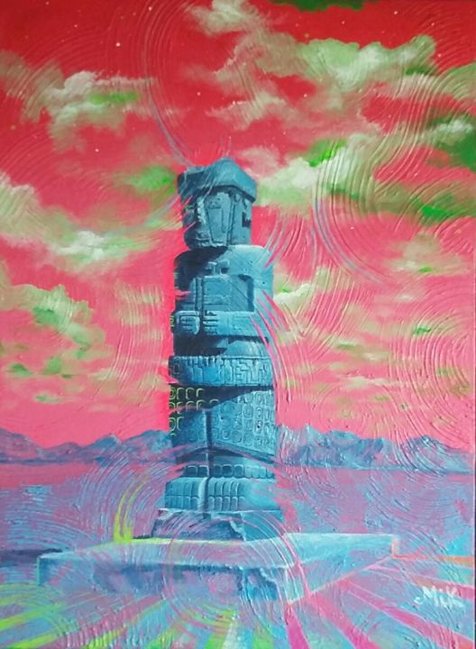 Painting titled "Science des Anciens" by Mikel Richard (Mik'Art), Original Artwork, Acrylic